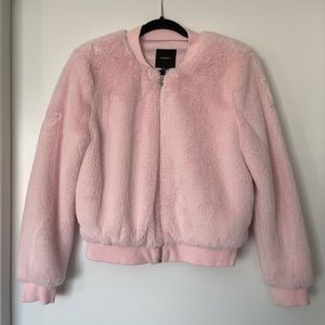 Forever 21 faux fur bomber jacket size M